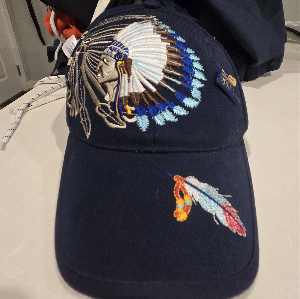 Native Prideavy Blue Cap with Embroidered Design